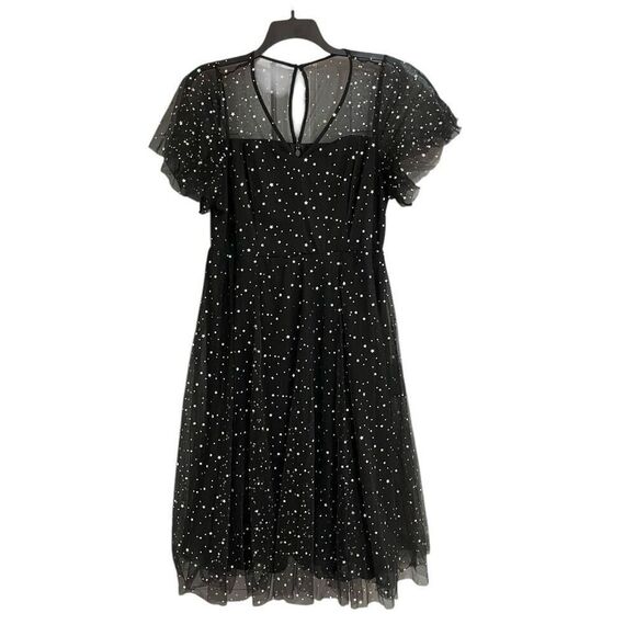Torrid Woman’s Special Occassion Black Mesh & Iridescent Stars Whimsical MIDI Wi - Picture 1 of 6
